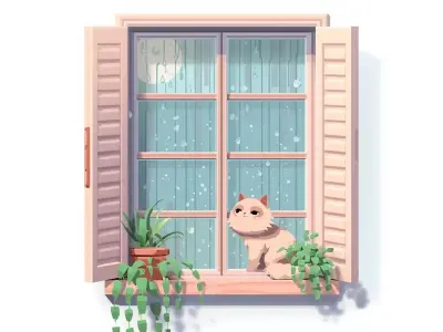 Lo-Fi Bedroom Window 3D Model V02 Low-poly 3D model