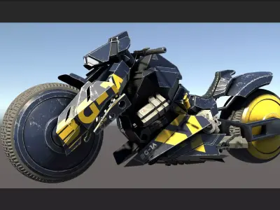 Cyberpunk Bike - fully rigged Low-poly 3D model