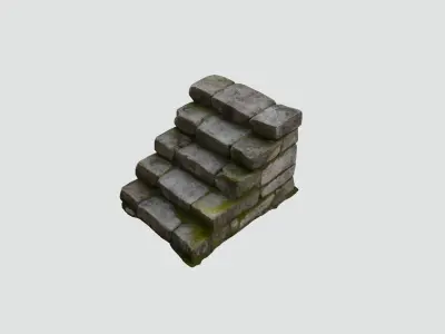 Stone staircase Low-poly 3D model