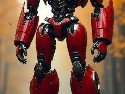 Red Mech Warrior LowPoly Realistic Transformer Robot Sci-Fi 3D Low-poly 3D model