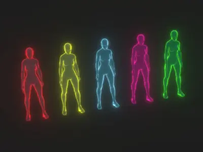 Animated Human Hologram Male and Female 28 Animations 3D Model Pack