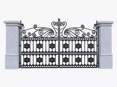 Decorative Iron Gate Low Poly 3D Asset PBR Low-poly 3D model