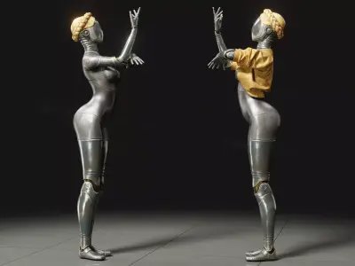 Ballerina Robot Twins - Atomic Heart - Rigged 3D model