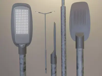Street Light 2 Galvanized F2 M1 K0 4500mm Low-poly 3D model