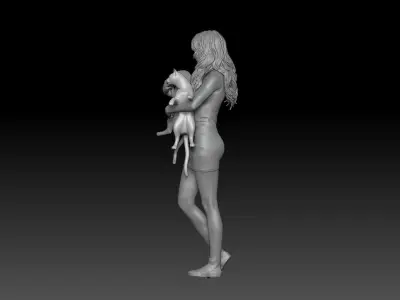 GIRL PLAY WITH CAT 4 3D print model