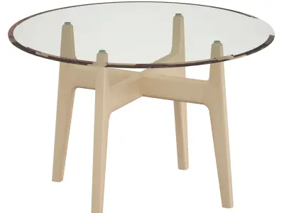 Tate 48 Round Dining Table with Glass Top and Sand Base 3D model