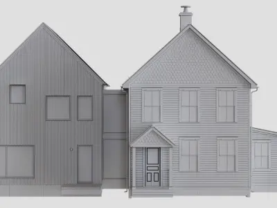 Traditional American House with Modern Addition 3D model