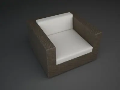 Modular Rattan Furniture Set 4 3D model