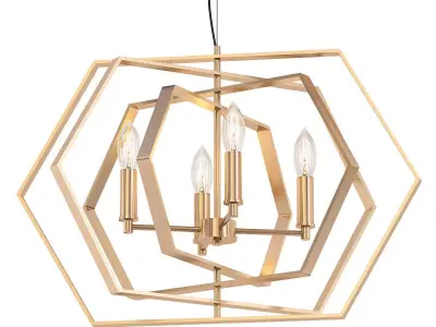 Damaris Light Gold Hexagon Chandelier 3D model