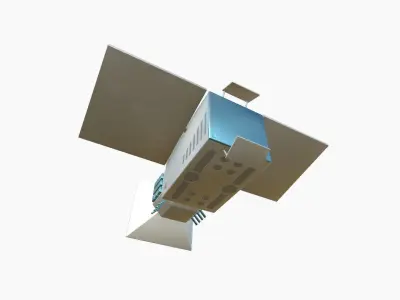 Satellite E03 White Blue - SciFi Space Design Low-poly 3D model