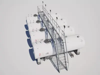  Fuel Gas Tank Array Low-poly 3D model