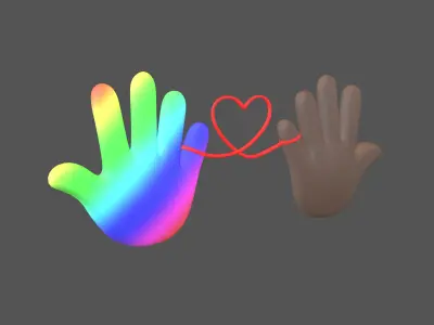 Hand with Red Line Icon v1 042 Low-poly 3D model