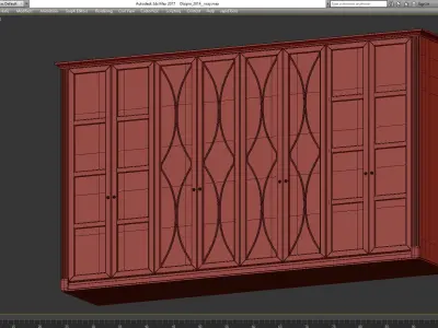 Wardrobe 3d model with glass doors Low-poly 3D model