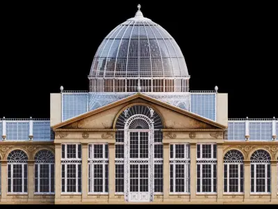 Greenhouse ornate building with glass roof 3D model