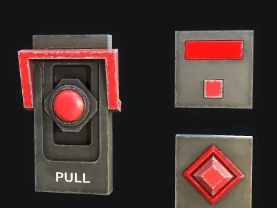 Sci-Fi Button Pack Low-poly 3D model