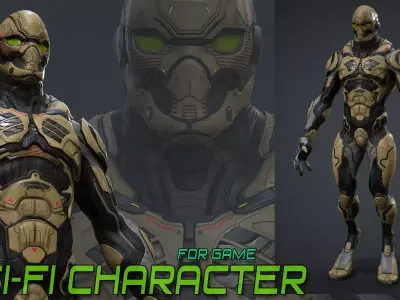Sci-fi Character for Game Low-poly 3D model
