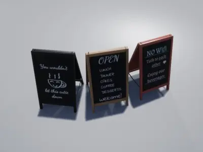 Coffee Shop Sign Low-poly 3D model