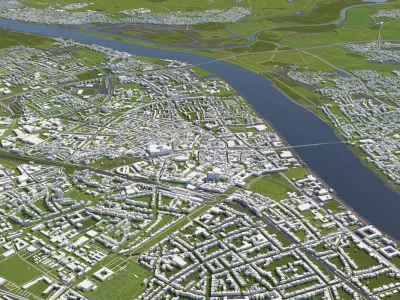 Bonn Germany 50x50km 3D City Map 3D model