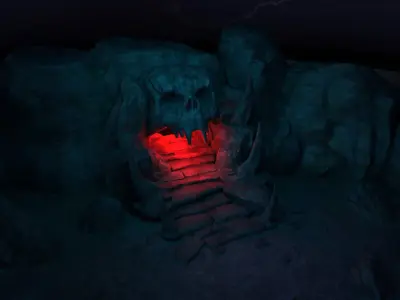 Skeleton Cave scene entrance to the cave rocks 3D model