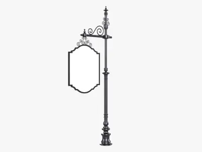 Forged column with hanging sign 01 3D model