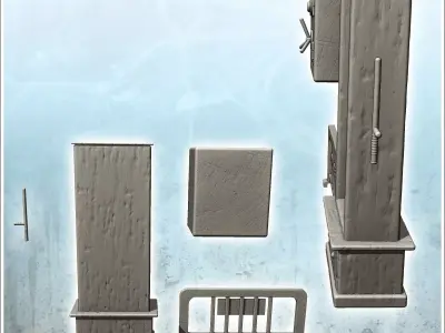Police station furniture set with barrier and weapons cabinet 9 3D print model
