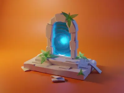 stone telepot door Low-poly 3D model