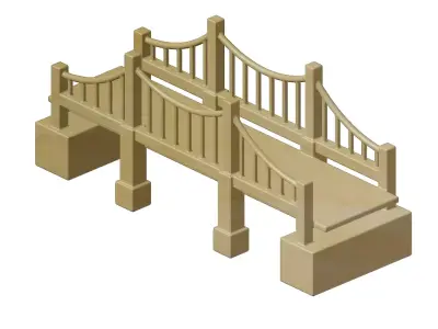 Wooden Premium Suspension Bridge Toy 3D model