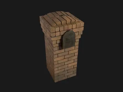 Brick Mailbox Low-poly 3D model