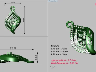 Pendants Collection diamond ring with different measurements 3D print model