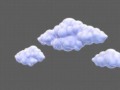 Clouds cartoon V03 Low-poly 3D model