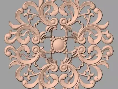 Furniture decoration round flower 3D STL model for CNC E928 3D model
