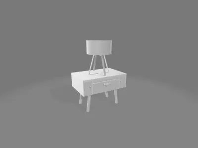 Modern side table with a lamp 1002 Free 3D print model