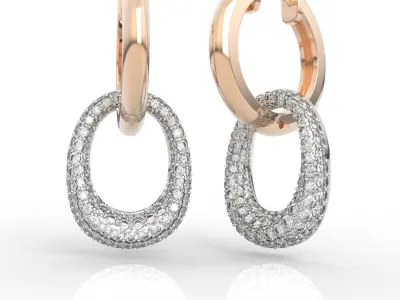Pave Diamond Dangle Huggie Earrings 3D print model