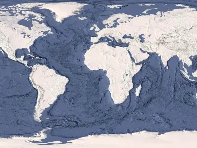 World Map with Detailed Relief and Ocean Floor 3D model