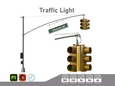 Traffic Light 05 Low-poly 3D model