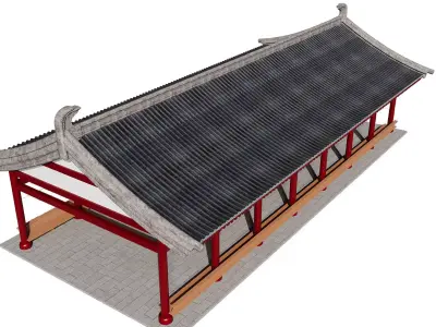 East Asian Covered Corridor 3D model