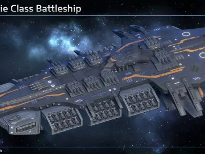 Spaceship Battleship Valkyrie Low-poly 3D model