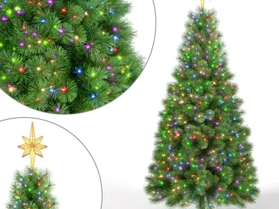Christmas Tree 7 feet With Multicolor Lights 3D model