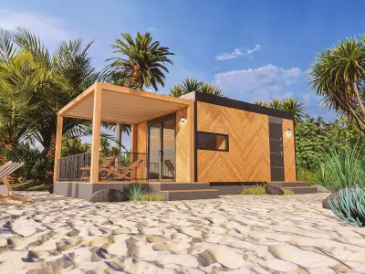 Tiny house Zaria 20m2 basic plans  3D model