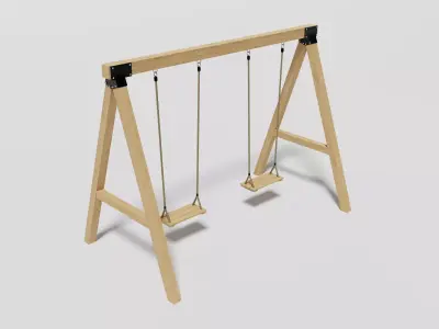 Playground Wooden Swing Low-poly 3D model