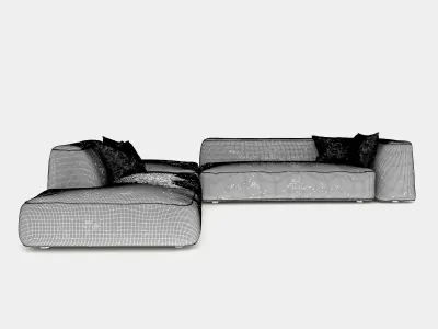 Cozy couch with round edges 3D model