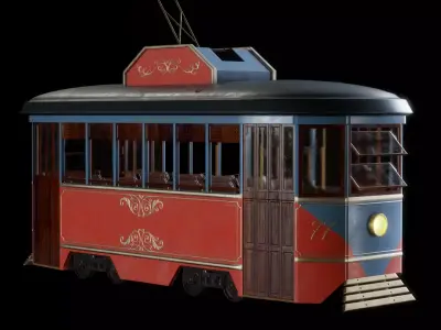 Vintage Tram  Low-poly 3D model
