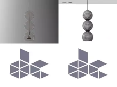 Trepalle three clear glass balls hanging from ceiling 3D model