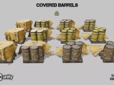  Covered barrels biohazard Low-poly 3D model