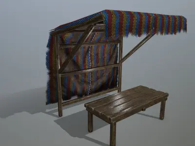 market  bench Low-poly 3D model