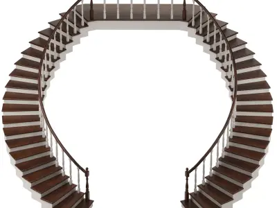 Double stairs Low-poly 3D model