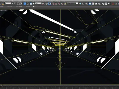 SCI FI INTERIOR SCENE SPACE SHIP CORRIDOR Low-poly 3D model