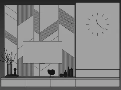 Tv set 2 modern wall design 3D model