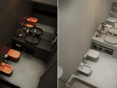 Bathroom interior 3D model 02set 3D model