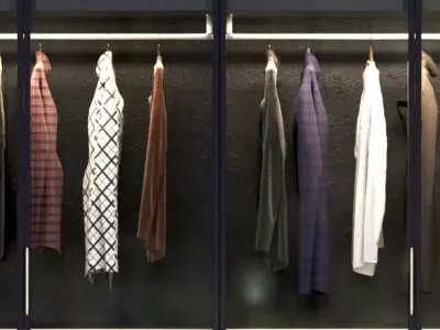 Wardrobe with clothes 3D model